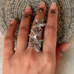 floral leaf design 925 sterling silver adjustable double band ring  