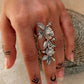handcrafted 925 sterling silver flower leaf double band ring