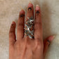 unique 925 sterling silver flower leaf open band ring