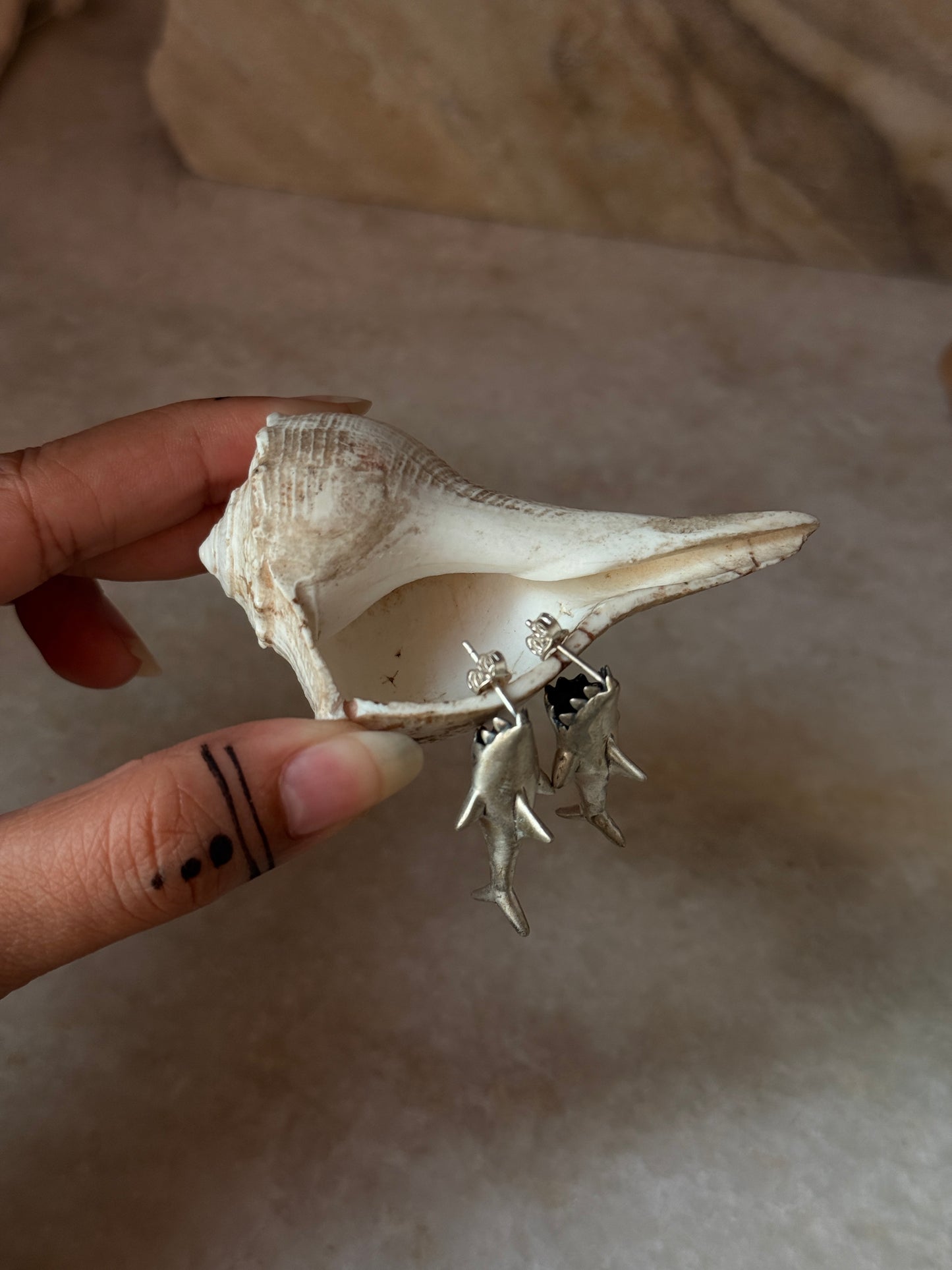 lightweight 925 sterling silver shark studs  