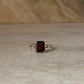 925 sterling silver garnet rectangular ring  