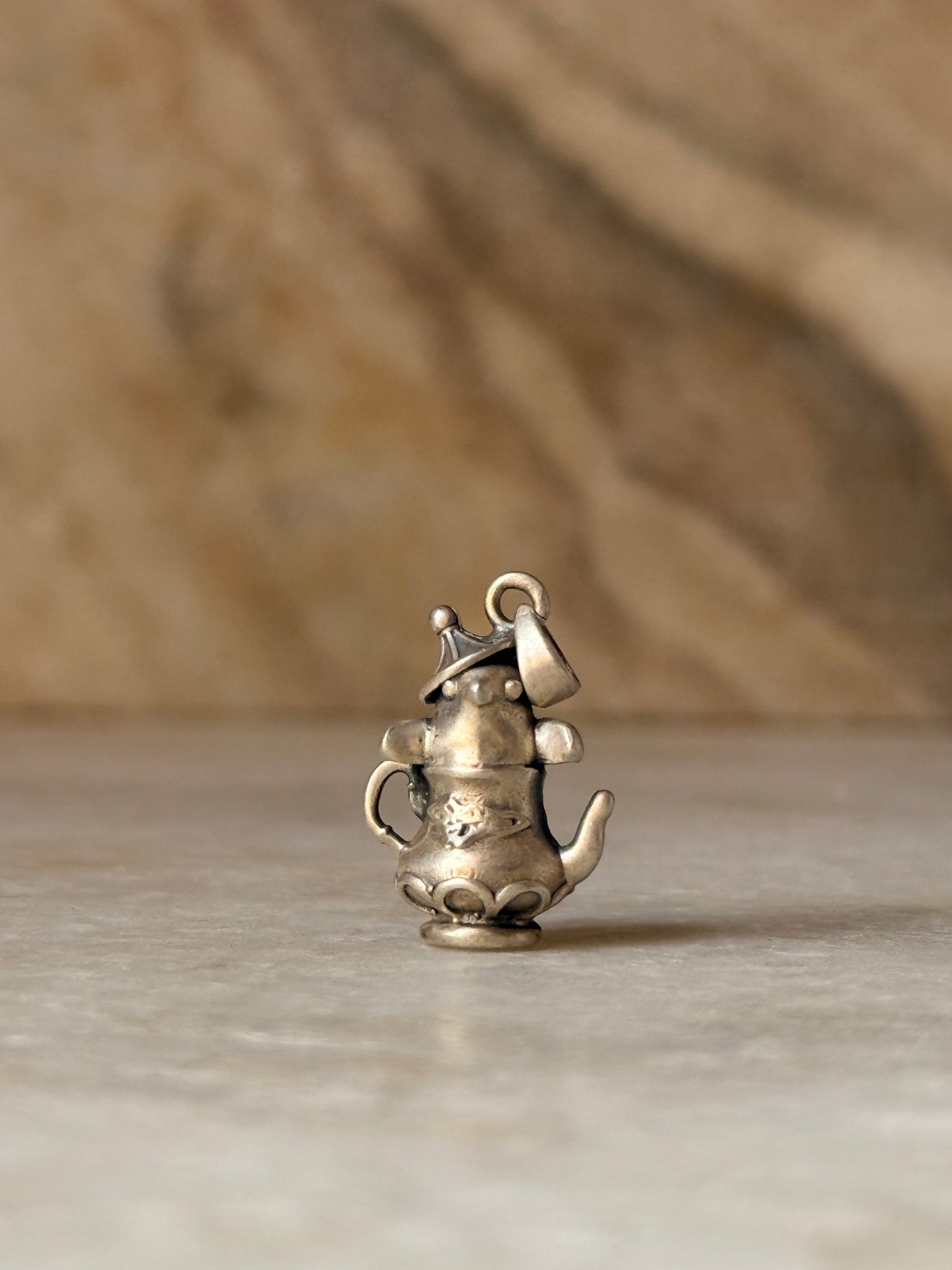  vintage style 925 sterling silver tea kettle pendant