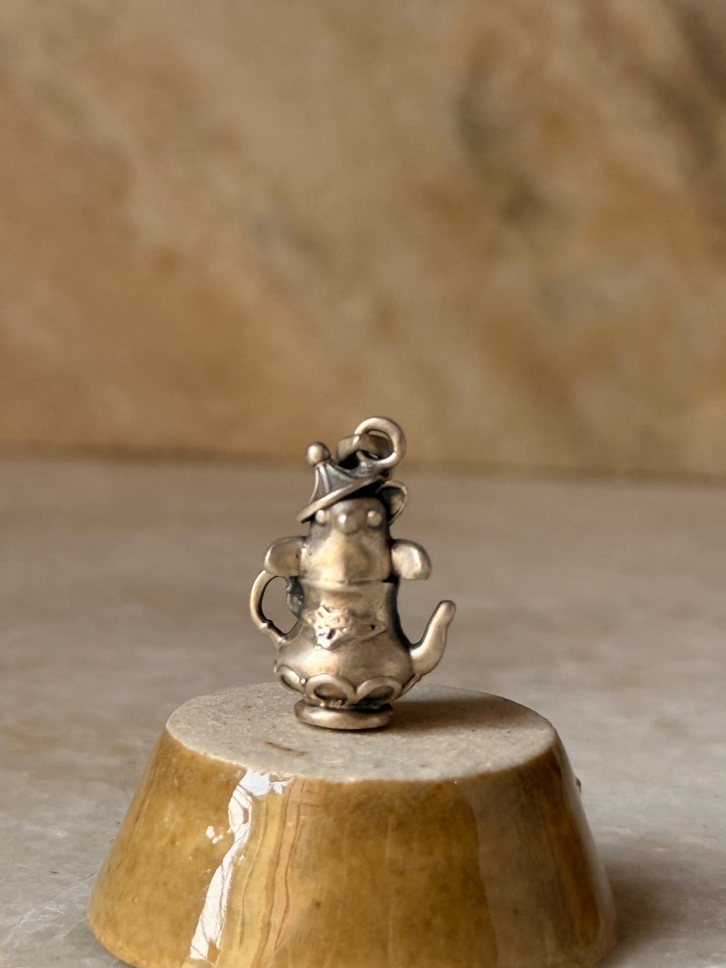 minimalist 925 sterling silver tea pot charm