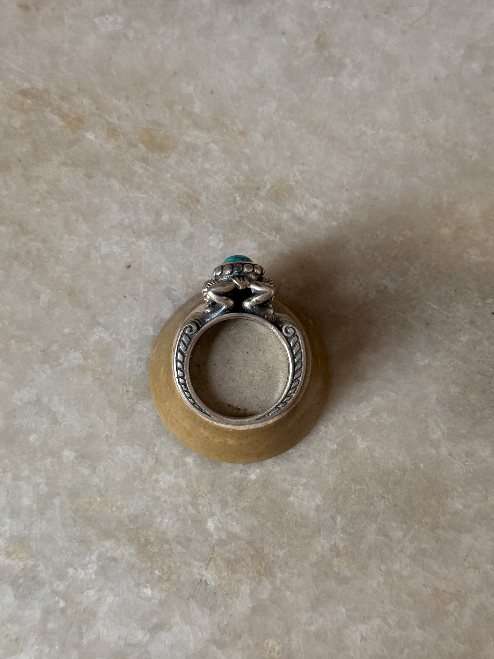 elegant twin sirens faux turquoise 925 sterling silver ocean ring