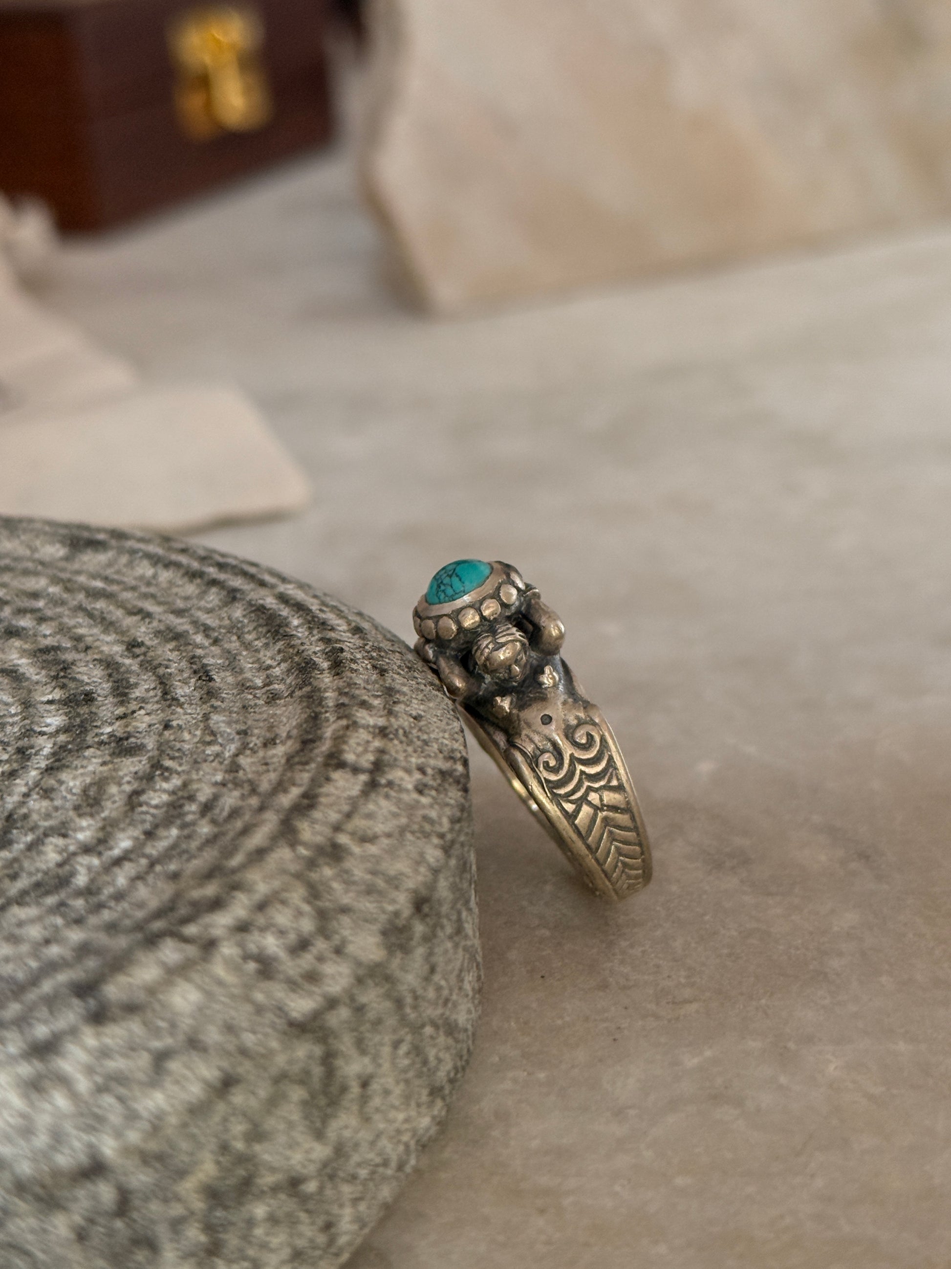 adjustable 925 sterling silver twin sirens turquoise ring  