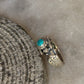 vintage-inspired twin sirens faux turquoise 925 sterling silver ring  