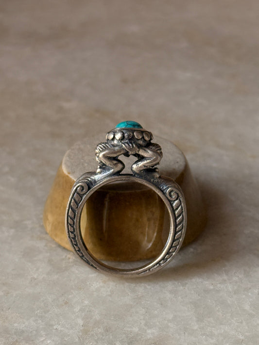 925 sterling silver twin sirens faux turquoise ocean-inspired ring 