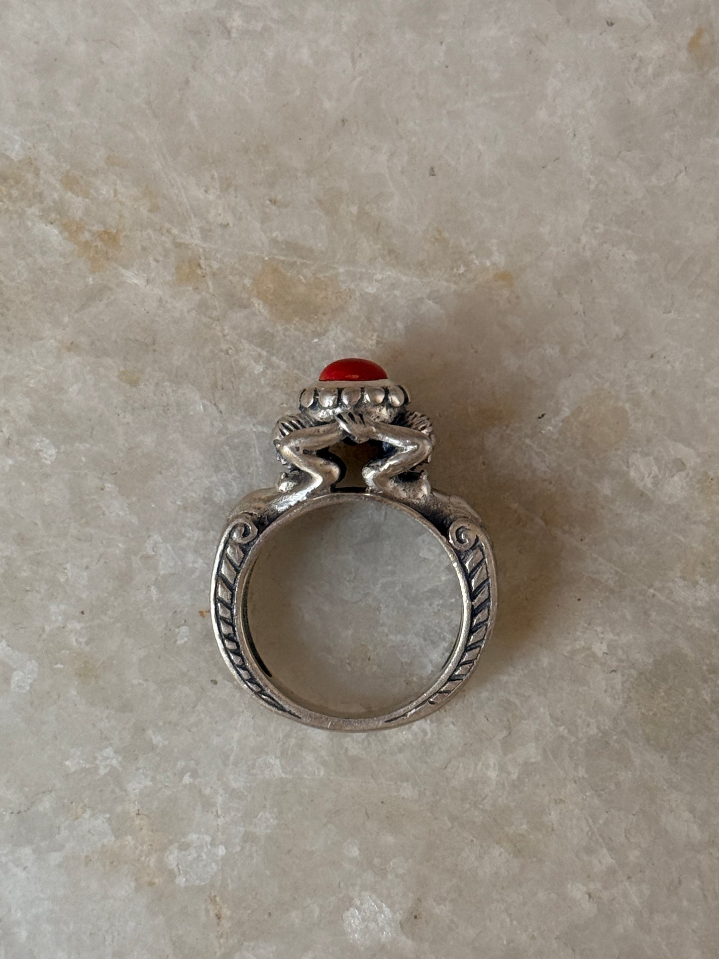 artisan 925 sterling silver twin sirens coral-inspired ring  