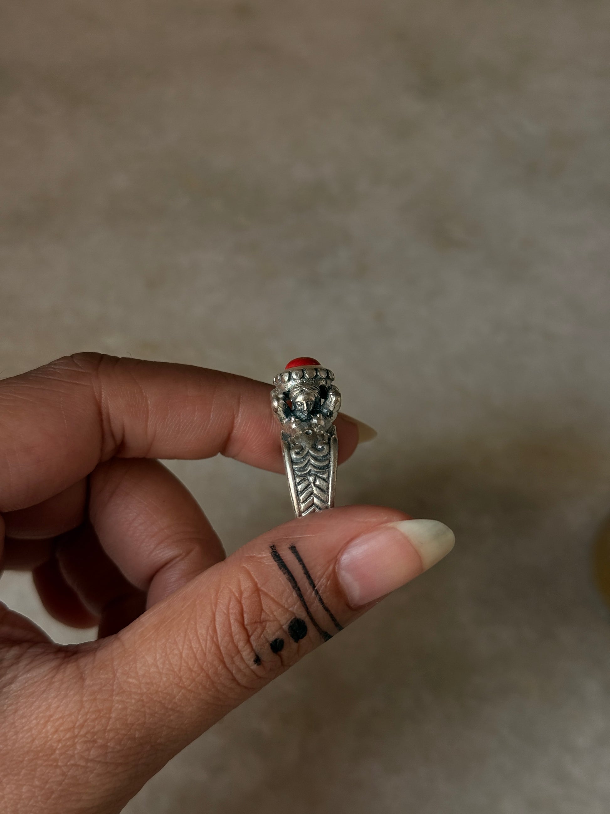 natural 925 sterling silver ocean mythology twin sirens ring