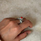 adjustable 925 sterling silver twin sirens coral ring