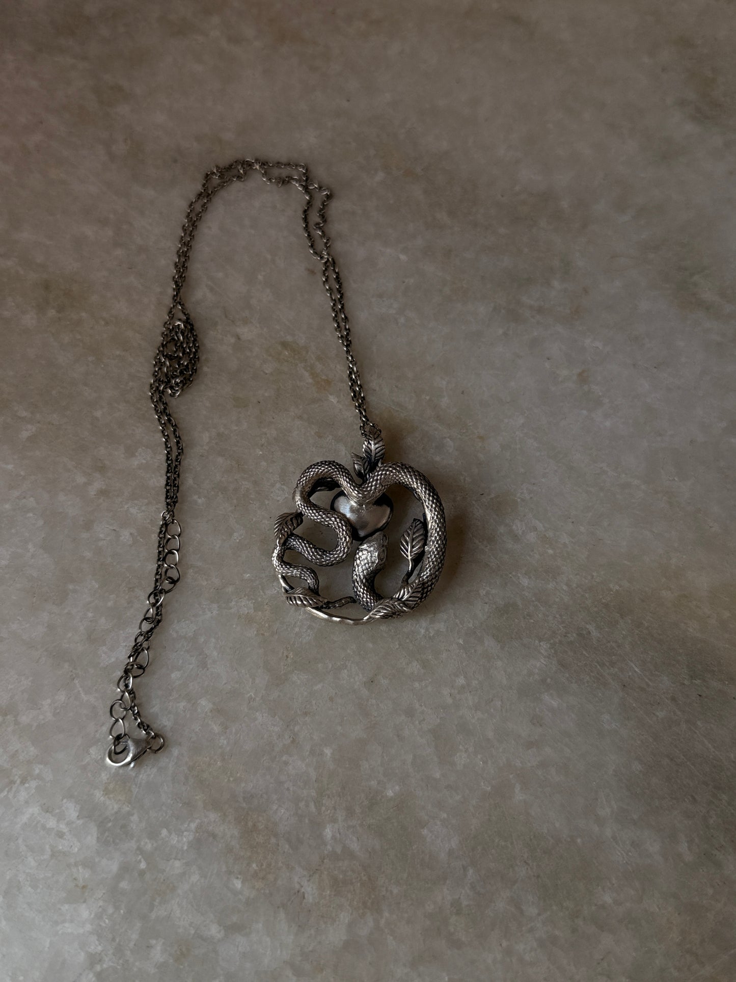 unique 925 sterling silver snake heart pendant necklace