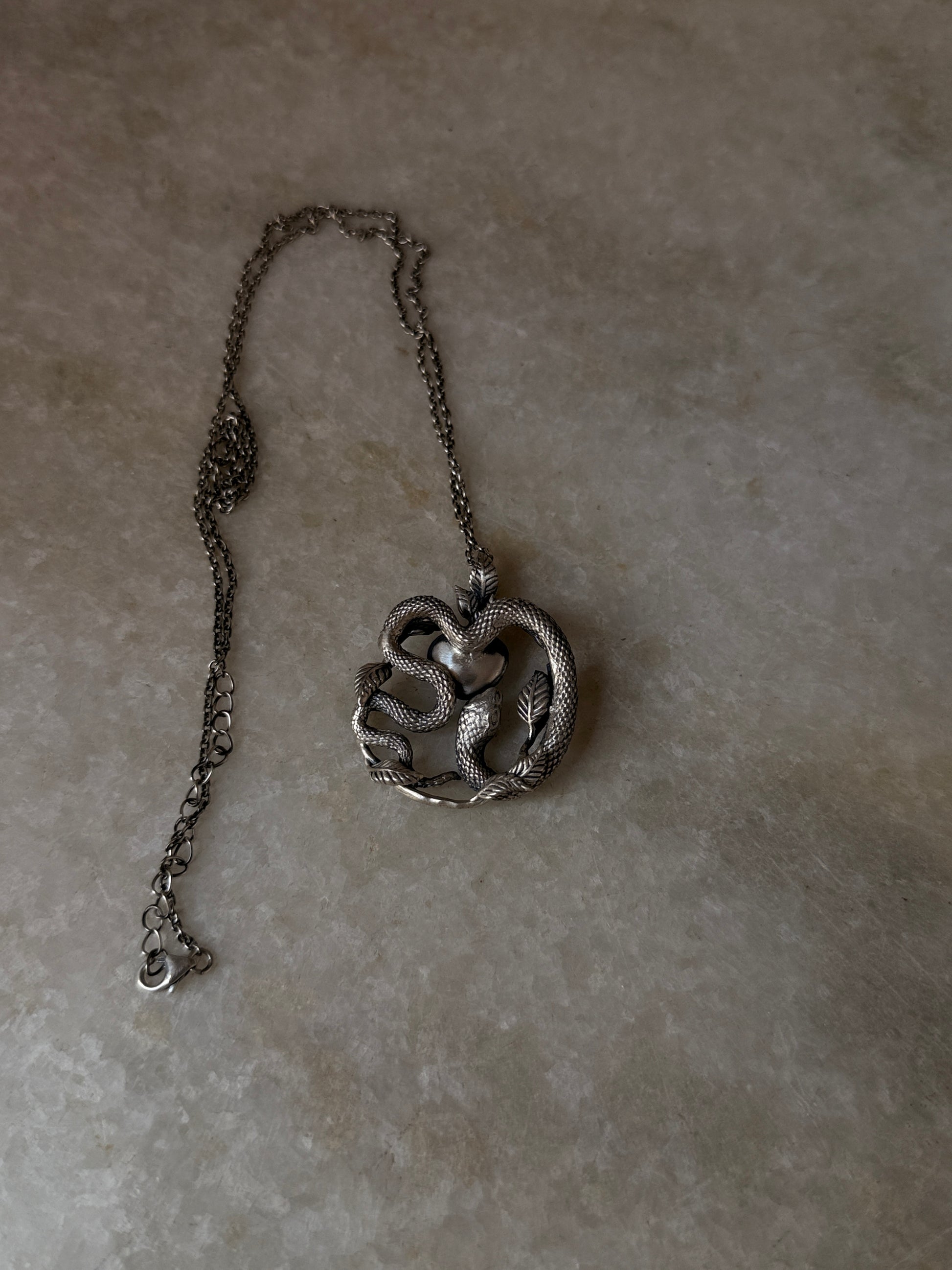 unique 925 sterling silver snake heart pendant necklace