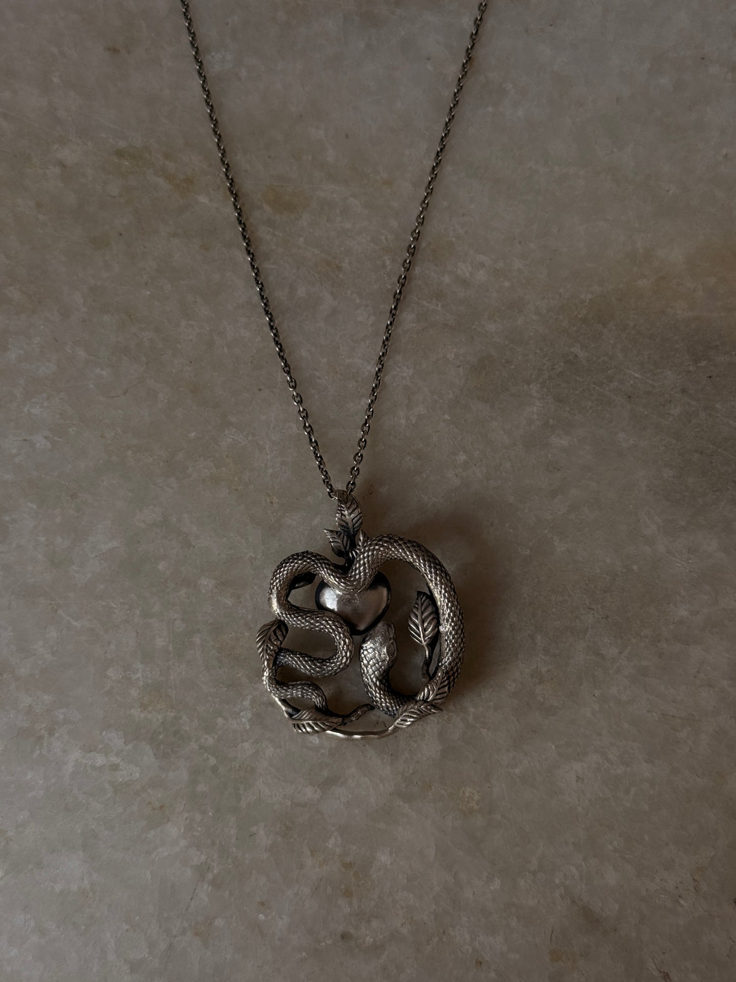 serpent heart design 925 sterling silver necklace 