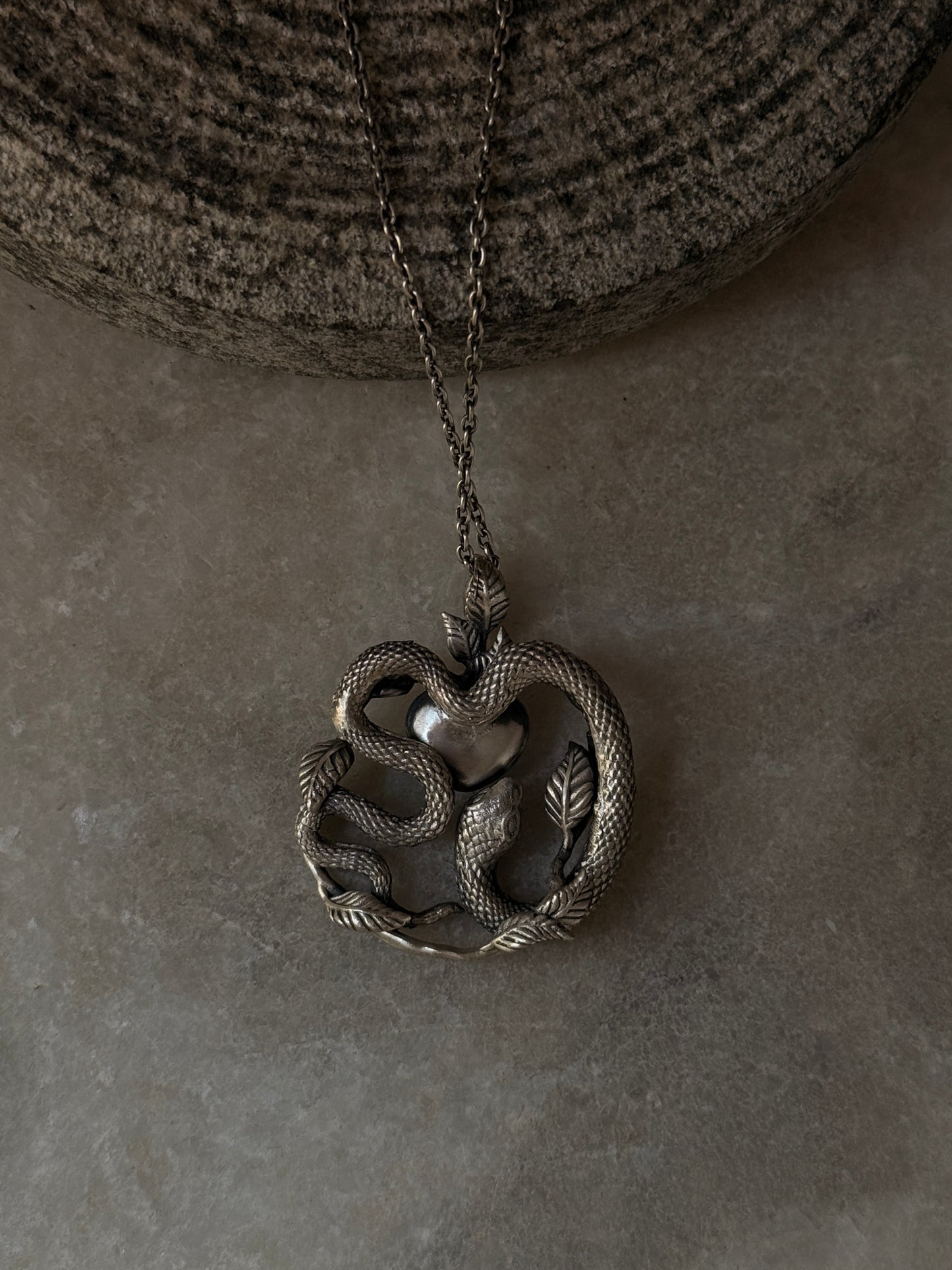 925 sterling silver snake heart necklace  