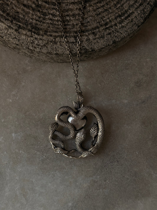 925 sterling silver snake heart necklace  