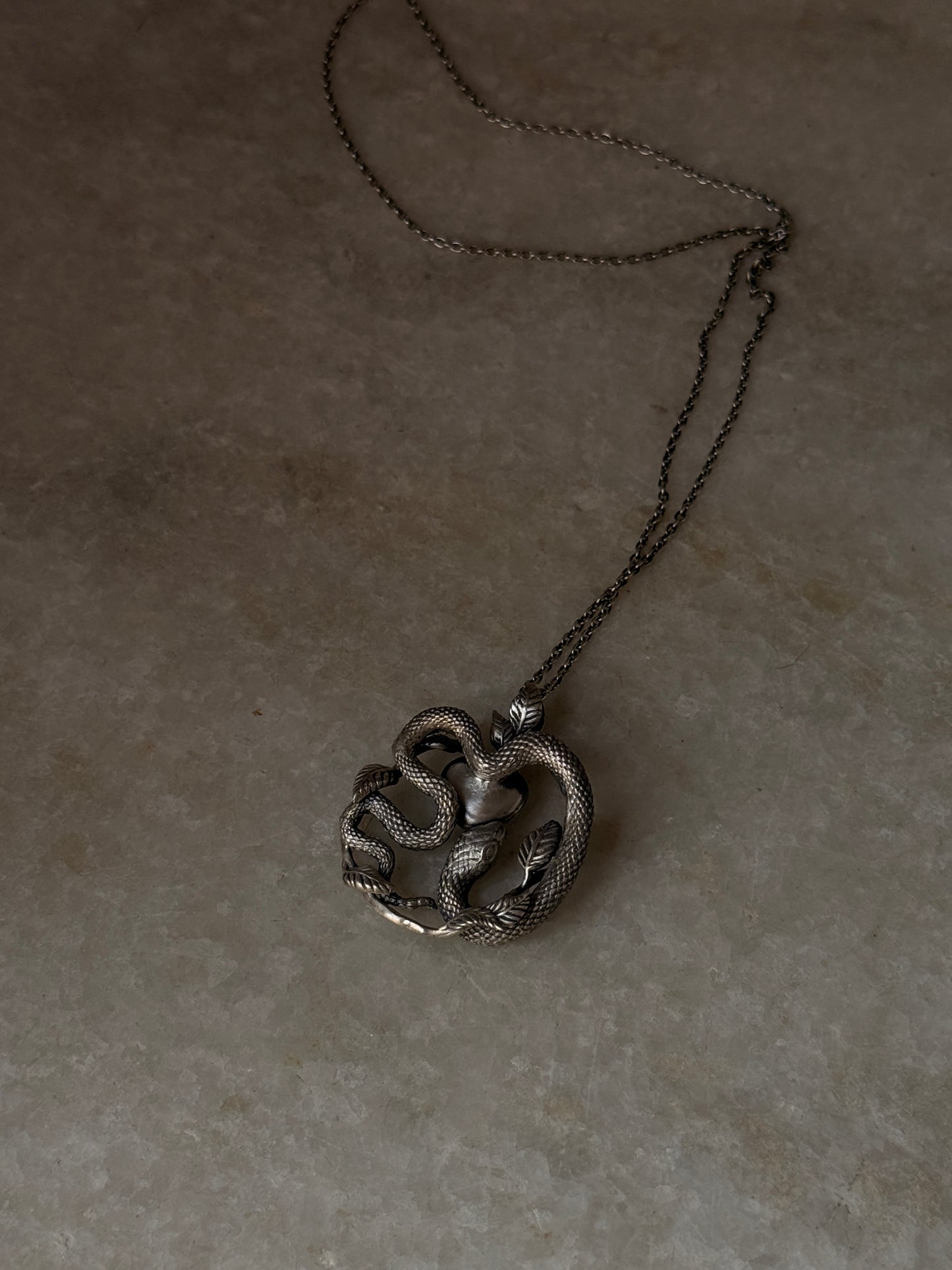  artisan 925 sterling silver snake heart statement necklace