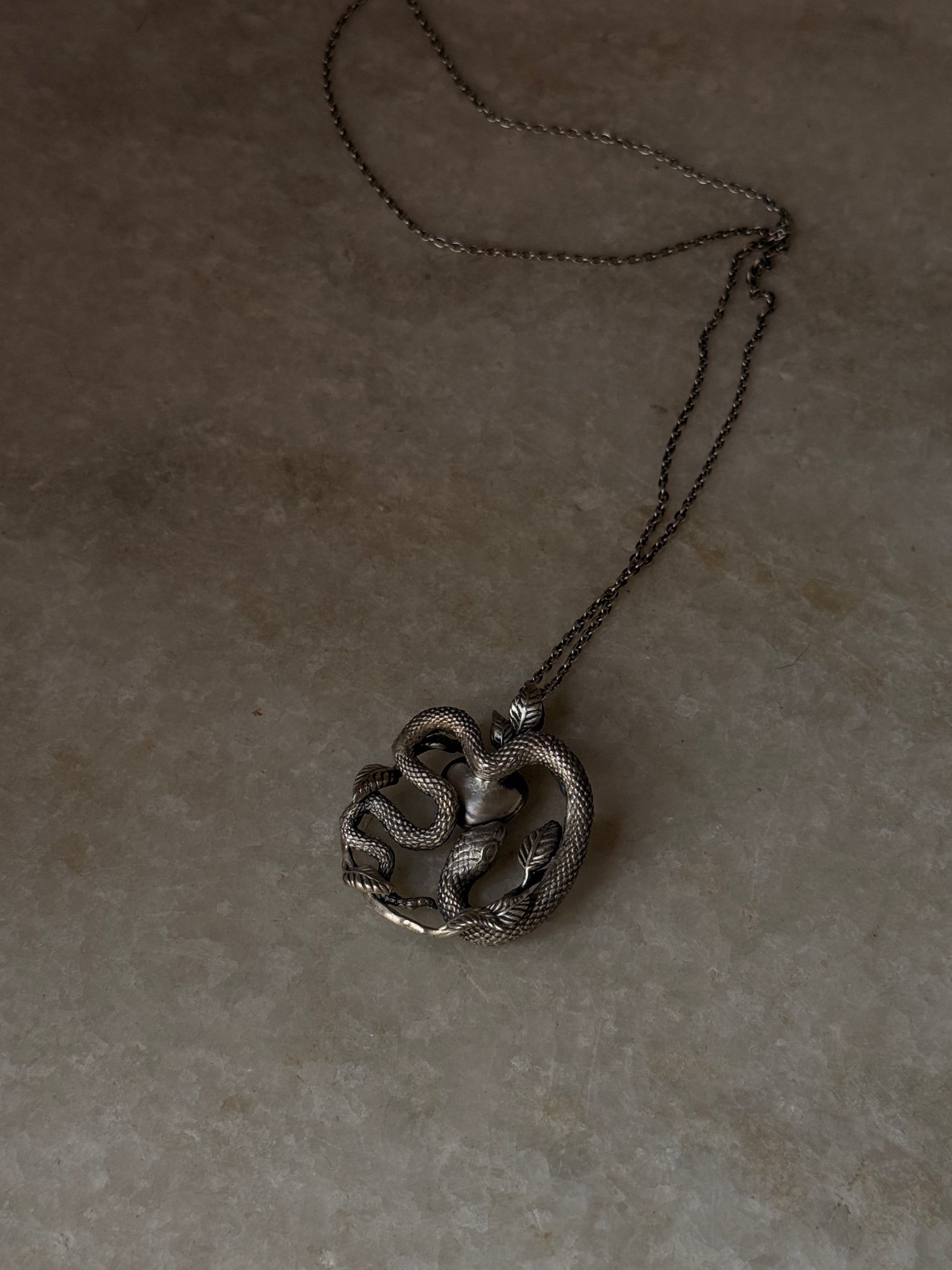  artisan 925 sterling silver snake heart statement necklace