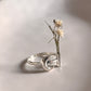 Moon Flower Holder Silver Ring with Elegant Design