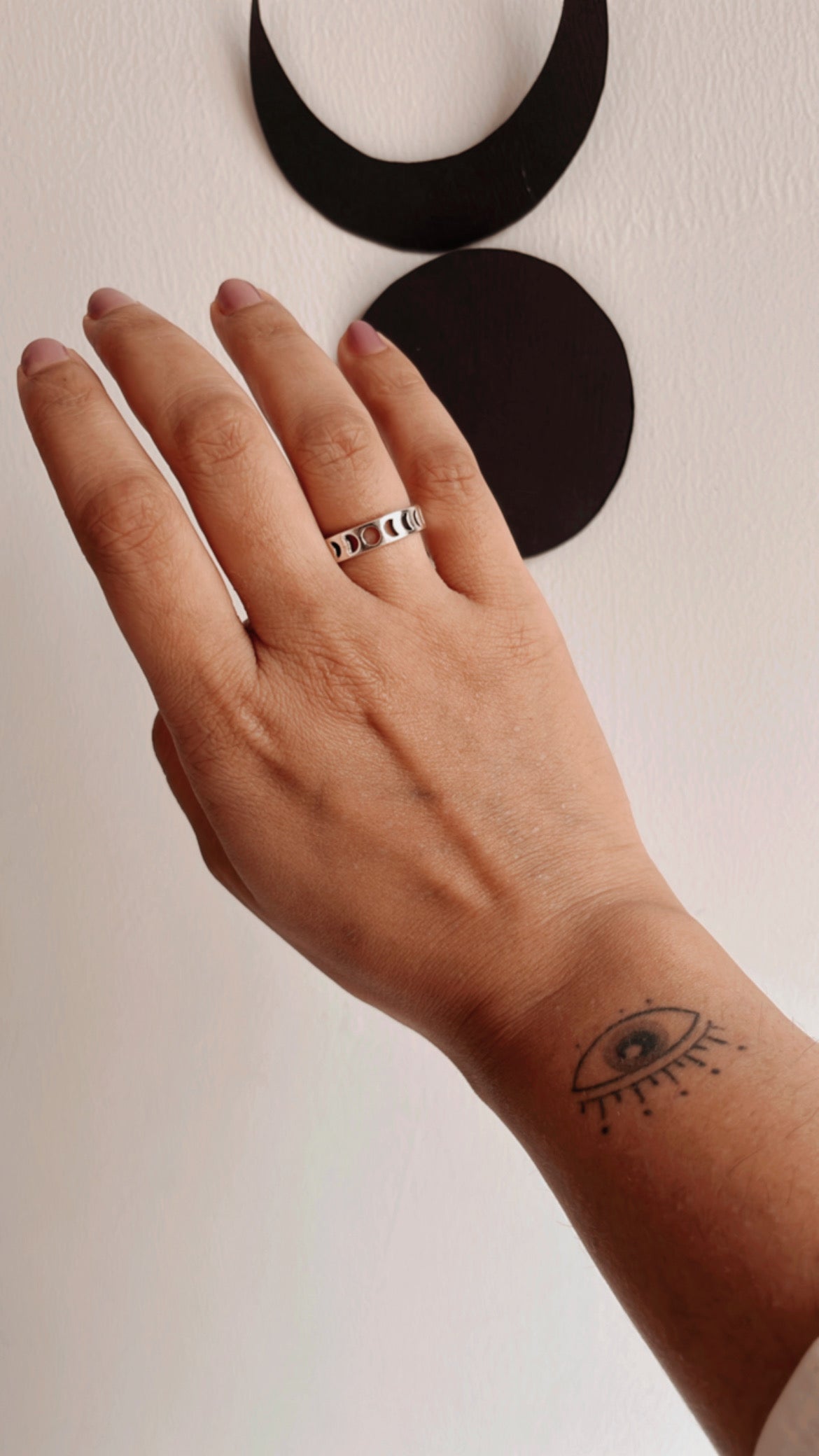 Lunar Phases Silver Ring Design