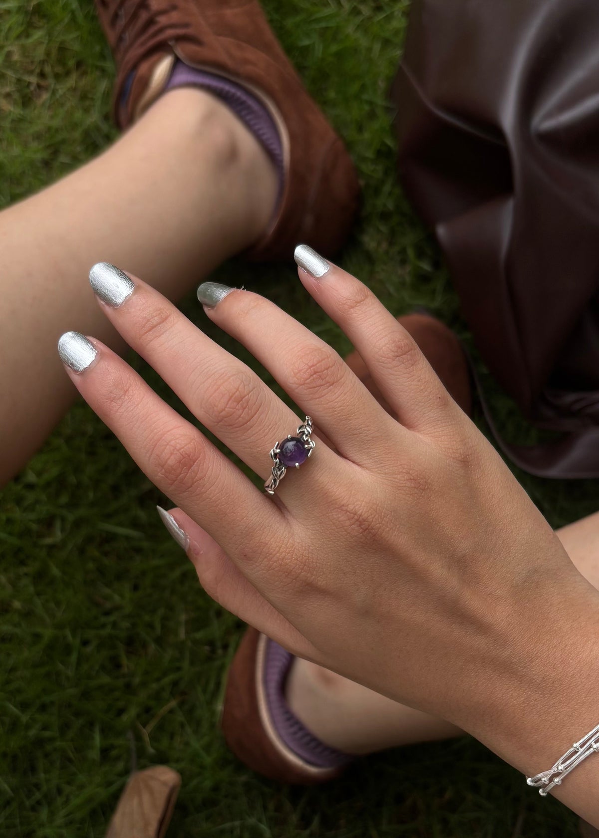 925 Sterling Silver Amethyst Forest Enchantment Ring
