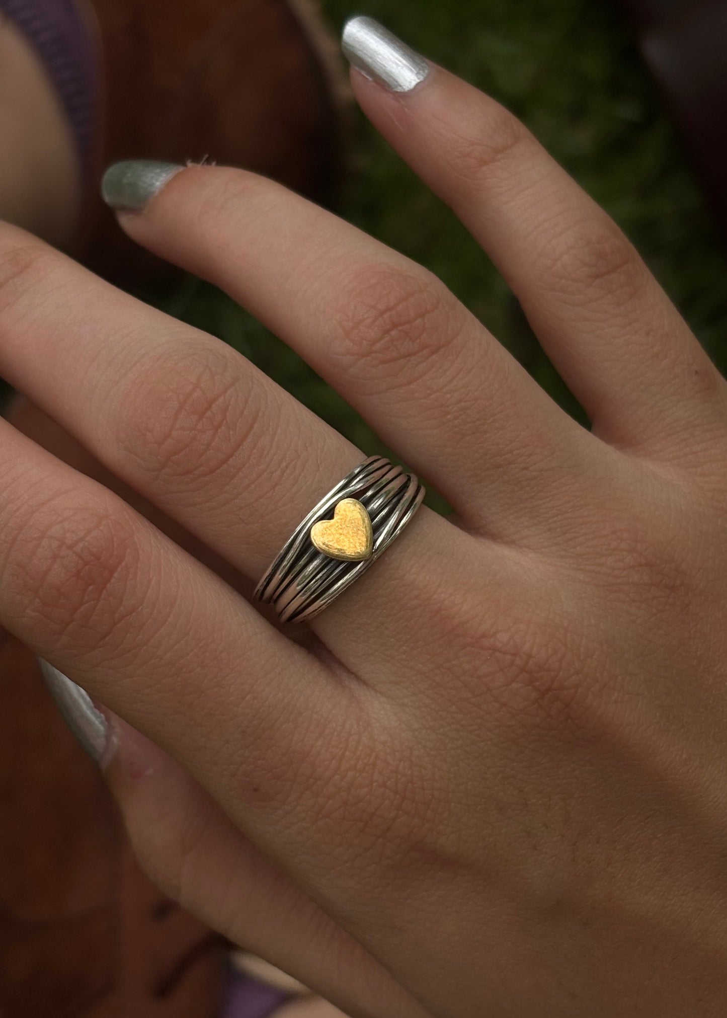 925 Sterling Silver Wire Wrap Heart Handcrafted Band Ring