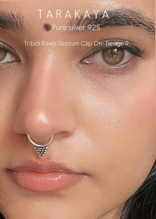 925 Sterling Silver Tribal Rawa Septum Clip On- Design 9