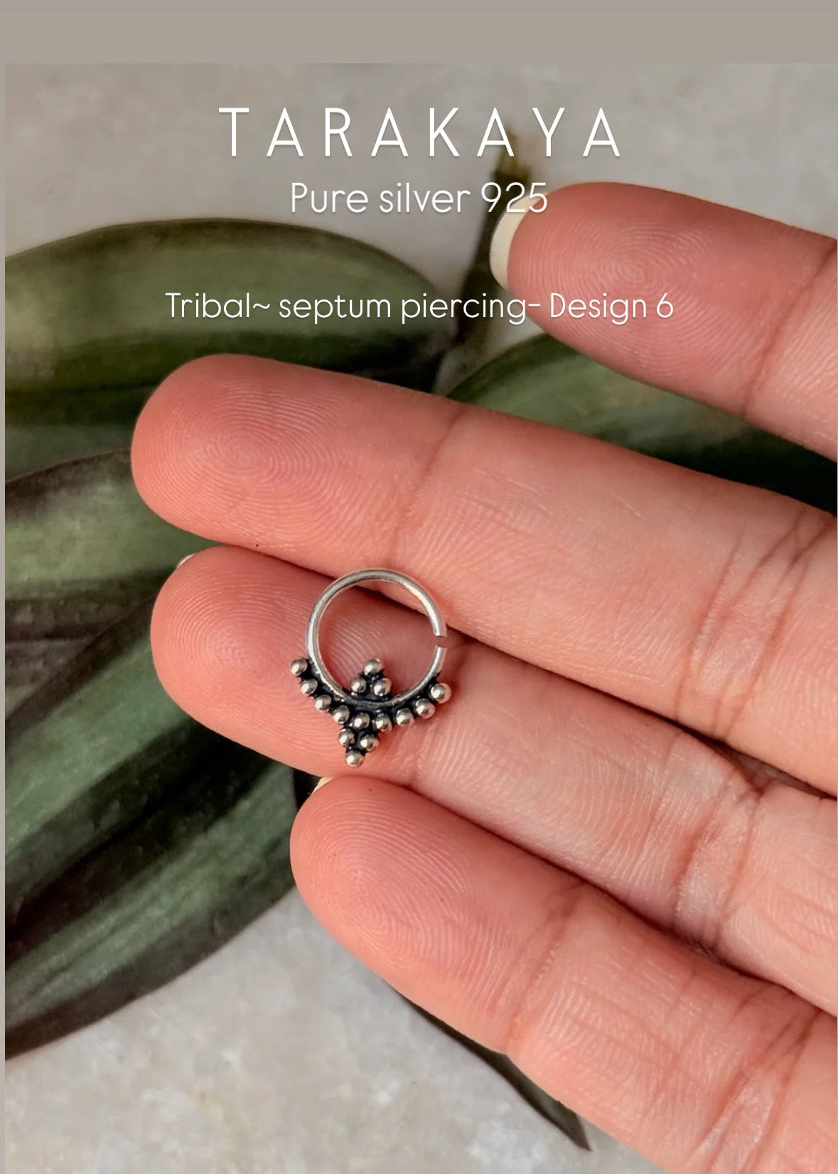 925 Sterling Silver Tribal Septum Pierced- Design 6