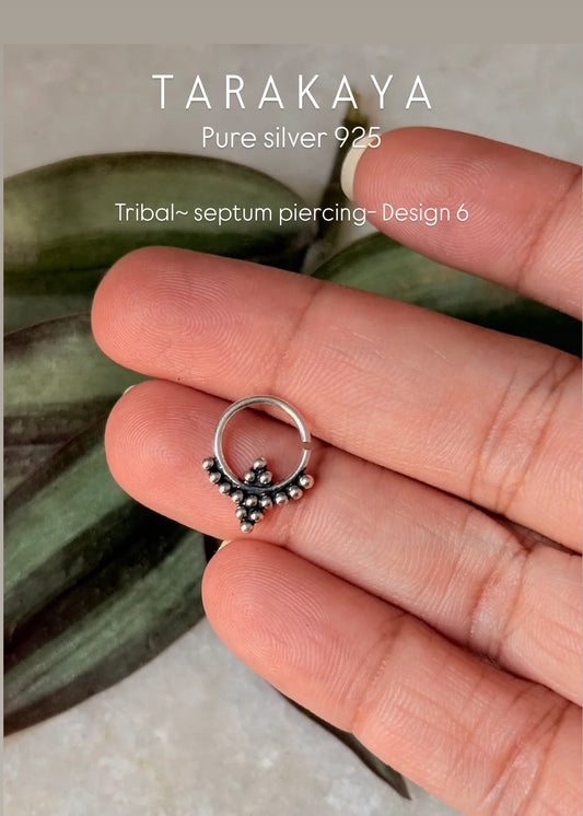 925 Sterling Silver Tribal Septum Pierced- Design 6