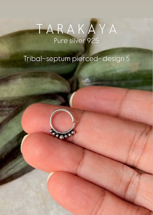 925 Sterling Silver Tribal Septum Pierced- Design 5
