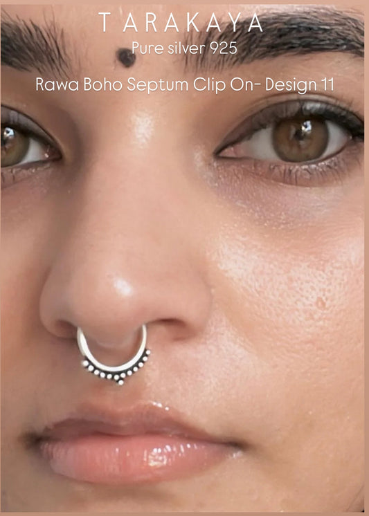 925 Sterling Silver Rawa Boho Septum Clip On- Design 11
