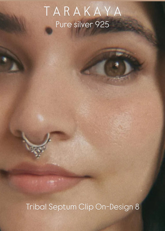 925 Sterling Silver Tribal Septum Clip On- Design 8