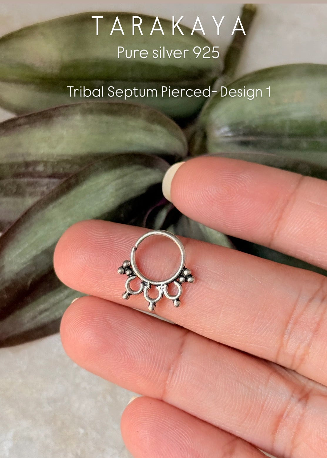 925 Sterling Silver Tribal Septum Pierced- Design 1