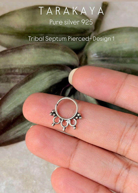 925 Sterling Silver Tribal Septum Pierced- Design 1