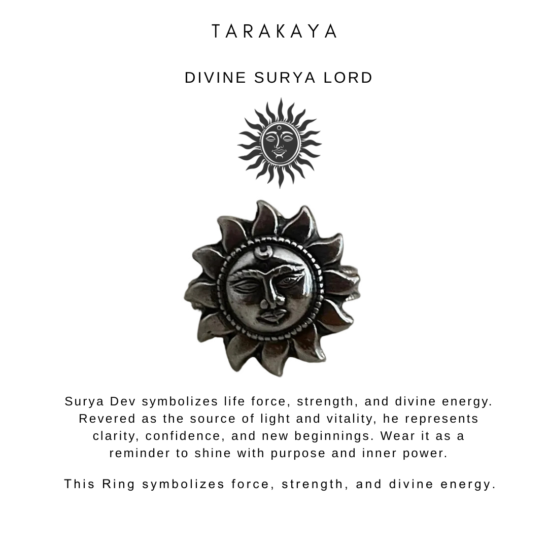 925 Sterling Silver Surya Dev / Sun / Sooraj Tribal Boho Adju. Ring