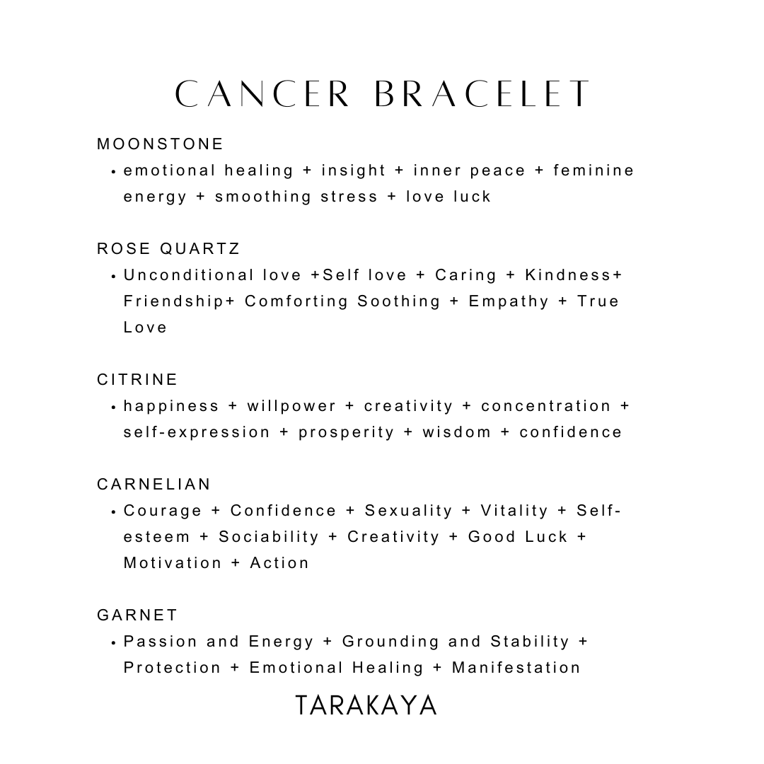 Cancer Zodiac Bracelet with 3 Natural 8mm Crystals