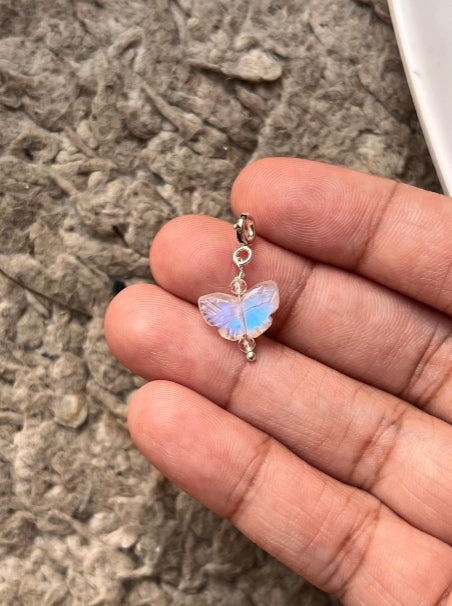 Rainbow Moonstone Butterfly Charm Pendant