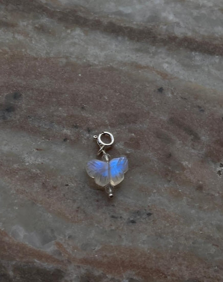 Butterfly Pendant with Rainbow Moonstone Crystal