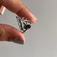 Garnet crown silver ring with bohemian style