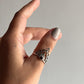 Boho silver ring with garnet gemstone and crown design