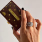 Handcrafted dome silver ring with Seed of Life pattern