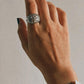 Unique dome-shaped Seed of Life silver ring for energy healing