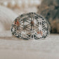 Sacred geometry Seed of Life dome ring in polished silver