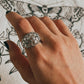 Charming Seed of Life dome silver ring with geometric details