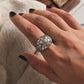 Sterling silver dome ring with Seed of Life motif