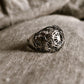 Handcrafted dome silver ring with Seed of Life pattern