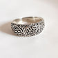 Chunky Silver 925 Ring with Vintage Motif and Thick Band