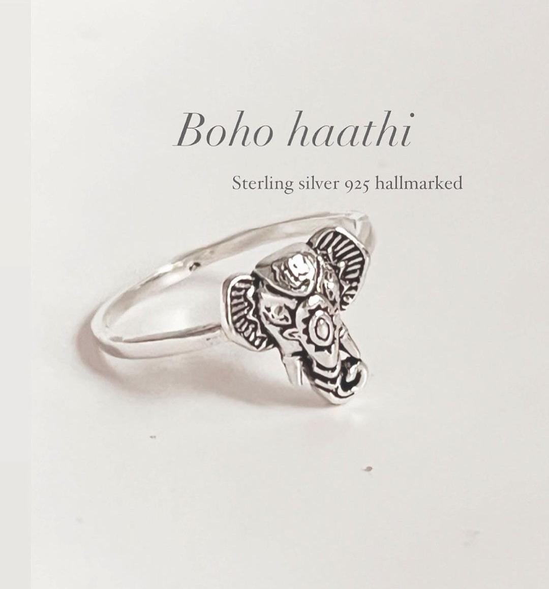 Chic Boho Hathi Silver Ring with Elephant Design