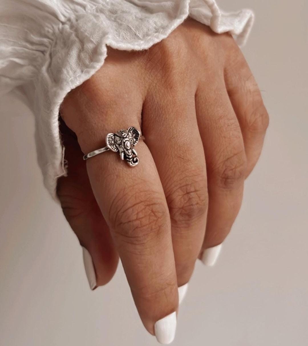 Elegant Boho Hathi Elephant Silver Ring