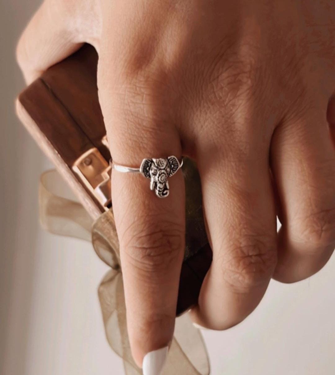 Stylish Boho Hathi Elephant Ring in Silver