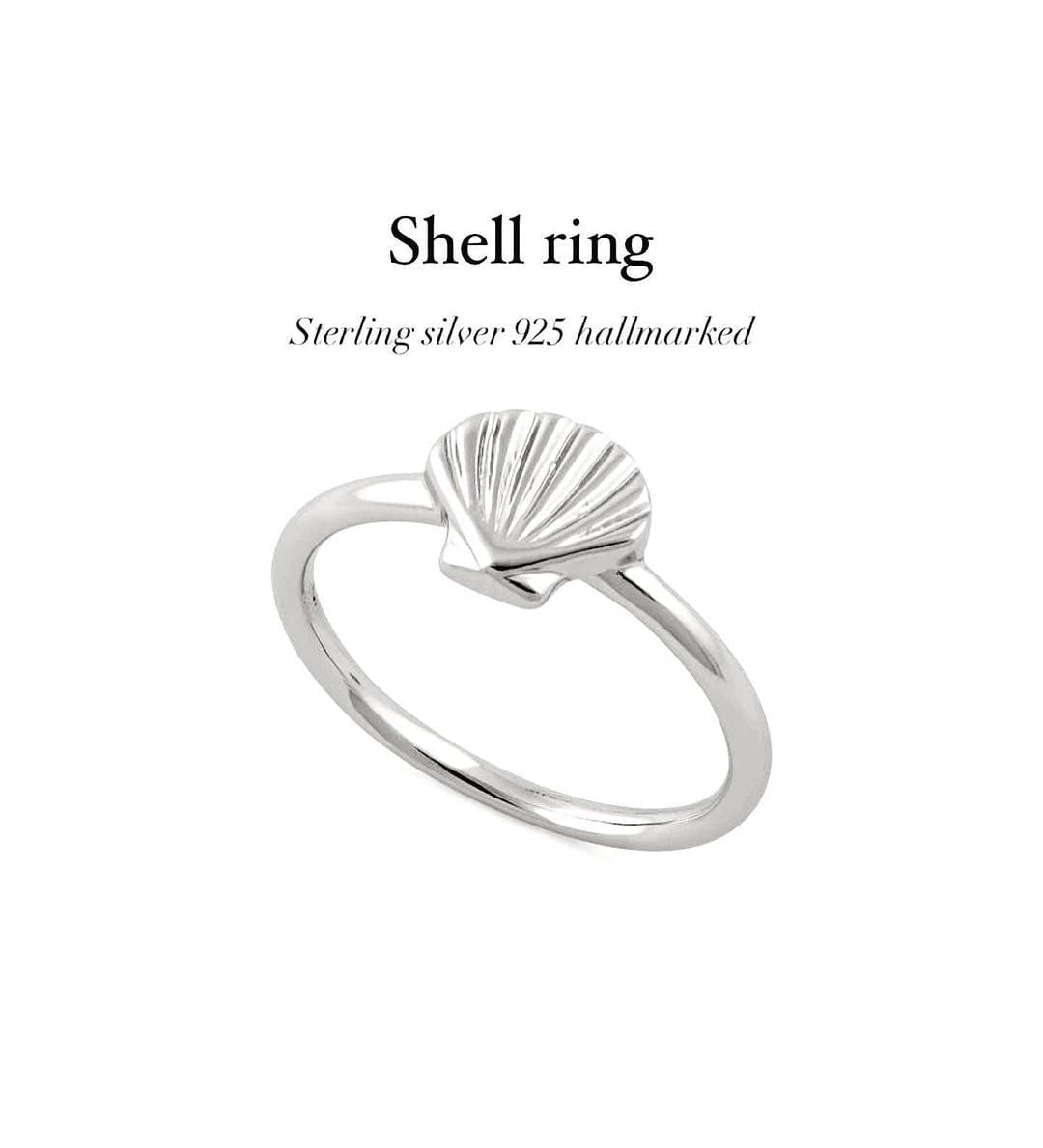 Elegant shell silver ring with intricate design